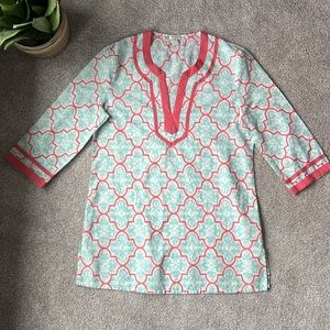 J.CREW Beach Coverup. Size Medium pink and blue geometric print